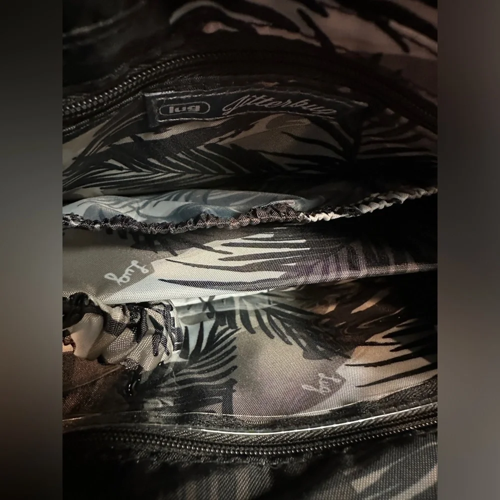 Lug NWOT Dual Handle Jitterbug Crossbody Tote Black Metallic Multiple Pockets